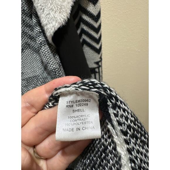 Skies Are Blue Open Front Cardigan Sweater Black White Size medium - Picture 4 of 5
